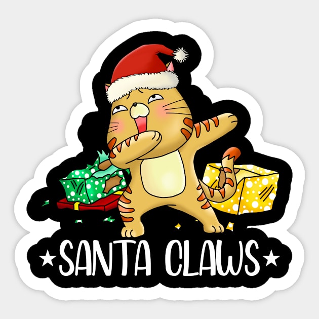 Santa Claws, Cute Cat, Kitty, Xmas, Funny Christmas Kitty Sticker by PorcupineTees